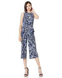 Tommy Hilfiger Printed Jersey Cropped Jumpsuit - Blue