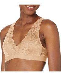 Bali Comfort Revolution Plunge Lace Wirefree Bralette Df6593 in Natural |  Lyst
