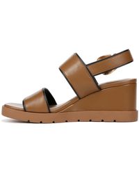 Vince - S Roma Double Strap Wedge Sandals Peanut Brown Leather 6 M - Lyst