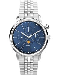 Timex - Stainless Steel Bracelet Blue Dial Stainless Steel - Lyst