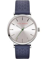 Ted Baker - Mimosaa Blue T Pattern Leather Strap Watch - Lyst