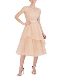 BCBGMAXAZRIA - Short Midi Evening Fit And Flare Adjustable Spaghetti Straps Tiered Skirt Corset Bodice Dresses - Lyst
