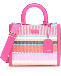 Kate Spade - Hattan Striped Woven Straw Small Tote - Lyst