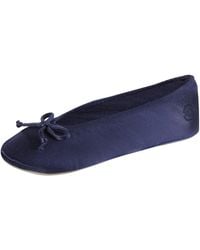 Isotoner - Ballerina Slippers For – Soft Satin House Shoes With Bow And Suede Sole – Classic Comfy Travel And Bedroom Slippers – Cute - Lyst