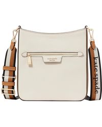 Kate Spade - S Hudson Colorblocked Pebbled Leather Messenger Crossbody Parchment Multi One Size - Lyst