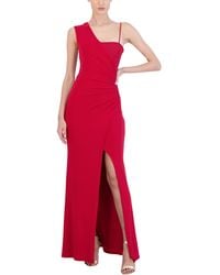 BCBGMAXAZRIA - Sleeveless Fit And Flare Long Evening Dress Adjustable Spaghetti Strap Asymmetrical Neck Front Slit - Lyst
