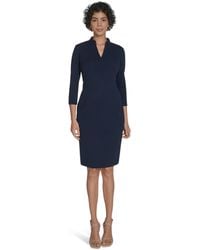 Calvin Klein - 3/4 Sleeve V-neck Sheath - Lyst