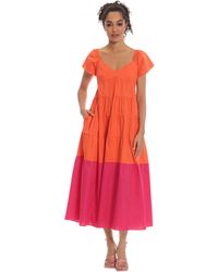 Donna Morgan - Colorblock Midi Tiered Trapeze Dress - Lyst