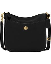 COACH - Polished Pebble Leather Chaise Crossbody Black One Size - Lyst