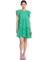 Maggy London - Jewel Neck Tiered Skirt Babydoll Flutter Sleeve Dress - Lyst