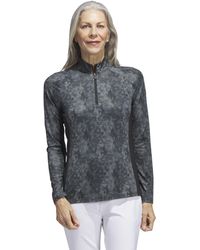 adidas - Essentials Long Sleeve Printed Mock Polo Shirt - Lyst