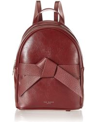 Ted Baker Kryshia saffiano leather bar detail laptop backpack in black