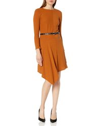 Sam Edelman - Long Sleeve Asymmetrical Belted Midi Knit Dress - Lyst
