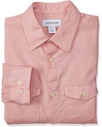 Calvin Klein - Long Sleeve Cotton Stretch Casual Button Down Oxford Shirt - Lyst