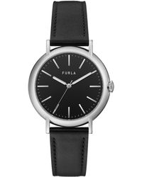 Furla - Ladies Black Genuine Leather Leather Watch - Lyst
