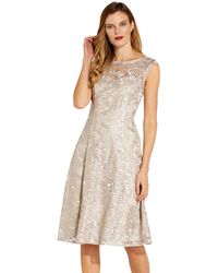 Adrianna Papell - Embroidered Midi Cocktail Dress - Lyst