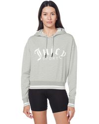 Juicy Couture - Womens Cropped Logo Pullover Hoodie Hooded Sweatshirt - Lyst