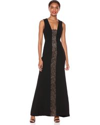 bcbg pleated lace inset gown