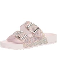 Madden Girl Teddyy Slide Sandals - Double Strap Buckle Detail, Comfort Footbed