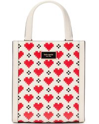 Kate Spade - Hattan Pixel Hearts Embossed Saffiano Leather Mini Tote - Lyst