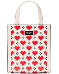 Kate Spade - Hattan Pixel Hearts Embossed Saffiano Leather Mini Tote - Lyst