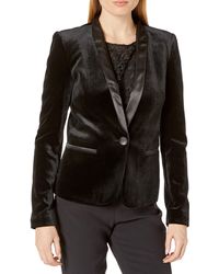 James Jeans Tuxedo Jacket With Satin Leather Lapels In Black Velvet