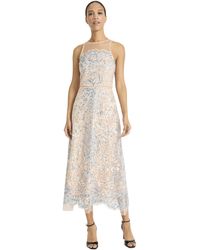 Maggy London - Sequin Mesh Midi Sleeveless Embroidered A-line With Scalloped Hem-formal Wedding Guest Cocktail Party Dresses - Lyst