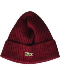 Lacoste - Small Croc Ribbed Knit Beanie - Lyst