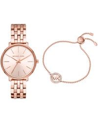 Michael Kors - Pyper Stainless Steel Quartz Watch With Stainless-steel-plated Strap Rose Gold-tone Brass Bracelet - Lyst