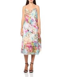 Laundry by Shelli Segal - Sleeveless Cowl Neck Elegant Satin Ruffle Midi Dress - Lyst