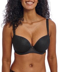 Freya - Love-haze Underwire Plunge Molded T-shirt Bra Black - Lyst