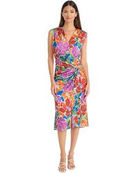 Maggy London - Sleeveless Midi Floral Dress For -v-neck Wedding Guest And Bridal Shower Summer Outfit - Lyst