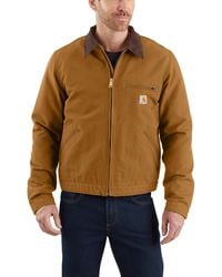 Carhartt - Relaxed Fit Duck Blanket-lined Detroit Jacket- Brown-x-large - Lyst