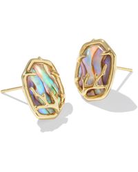 Kendra Scott - , S, Daphne Coral Frame Stud Earrings, Gold Abalone, One Size - Lyst