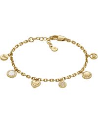 Emporio Armani - Charm Gold-tone Brass Station Chain Bracelet - Lyst