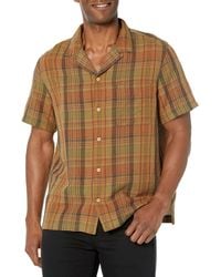 Lucky Brand - Linen Madras Plaid Short Sleeve Camp Collar Shirt - Lyst
