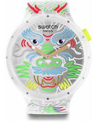 Swatch - Casual Clear Bio-sourced Quartz Watch Dragon In Cloud - Lyst