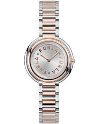 Furla - Icon Shape Silver & Rose Gold Stainless Steel Bracelet Watch - Lyst