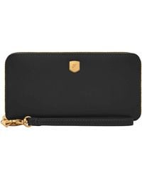 Fossil - Lennox Leather Zip Around Clutch Wallet - Lyst