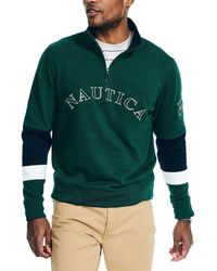 Nautica - Sustainably Crafted Quarter-zip Colorblock Sweatshirt - Lyst