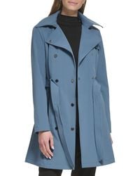 Calvin Klein - Double Breasted Belted Rain Jacket With Removable Hood - Lyst