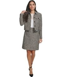 Calvin Klein - Open Front Tweed Suit Jacket - Lyst