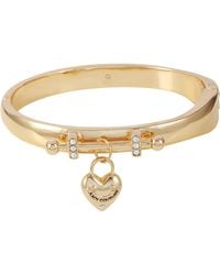 Juicy Couture - Goldtone Heart Charm Stretch Bangle Bracelet - Lyst