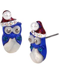Betsey Johnson - Betsey Santa Owl Stud Earrings - Lyst