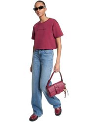 Michael Kors - Mk Embossed Logo Oversized Cropped T-shirt - Lyst