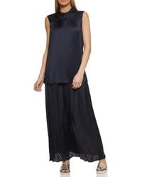 DKNY - S Button Blouse Elevated Everyday Shirt Slvs Pleated Front Btn Through Top - Lyst