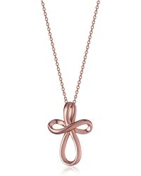 Amazon Essentials - Amazon Collection Womens Rose Gold-plated Sterling Silver Open Loop Cross Pendant Necklace - Lyst