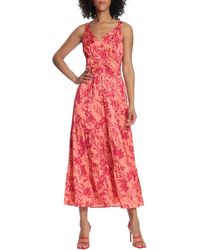 Maggy London - Ruched Waist And Tiered Skirt Maxi Dress - Lyst