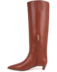 Franco Sarto - S Martin Pointed Toe Kitten Heel Tall Boot Acorn Brown Leather 8 M - Lyst