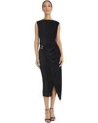 Maggy London - Sleeveless Midi Textured Pleated Fabric And Side Draping Detail-s Formal Dress - Lyst